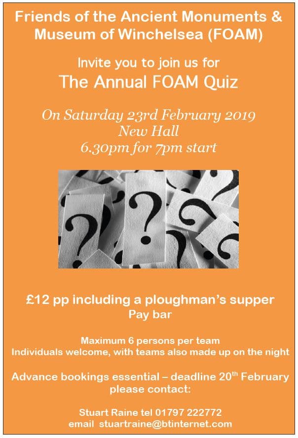FOAM QUIZ Saturday 23rd February Winchelsea