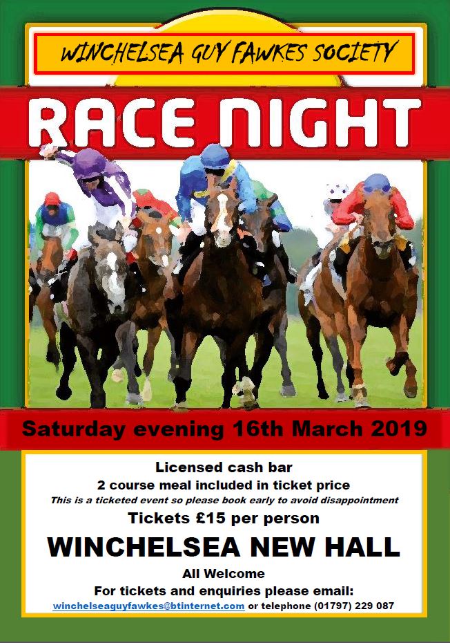 Guy Fawkes RACE NIGHT Saturday 16th March Winchelsea